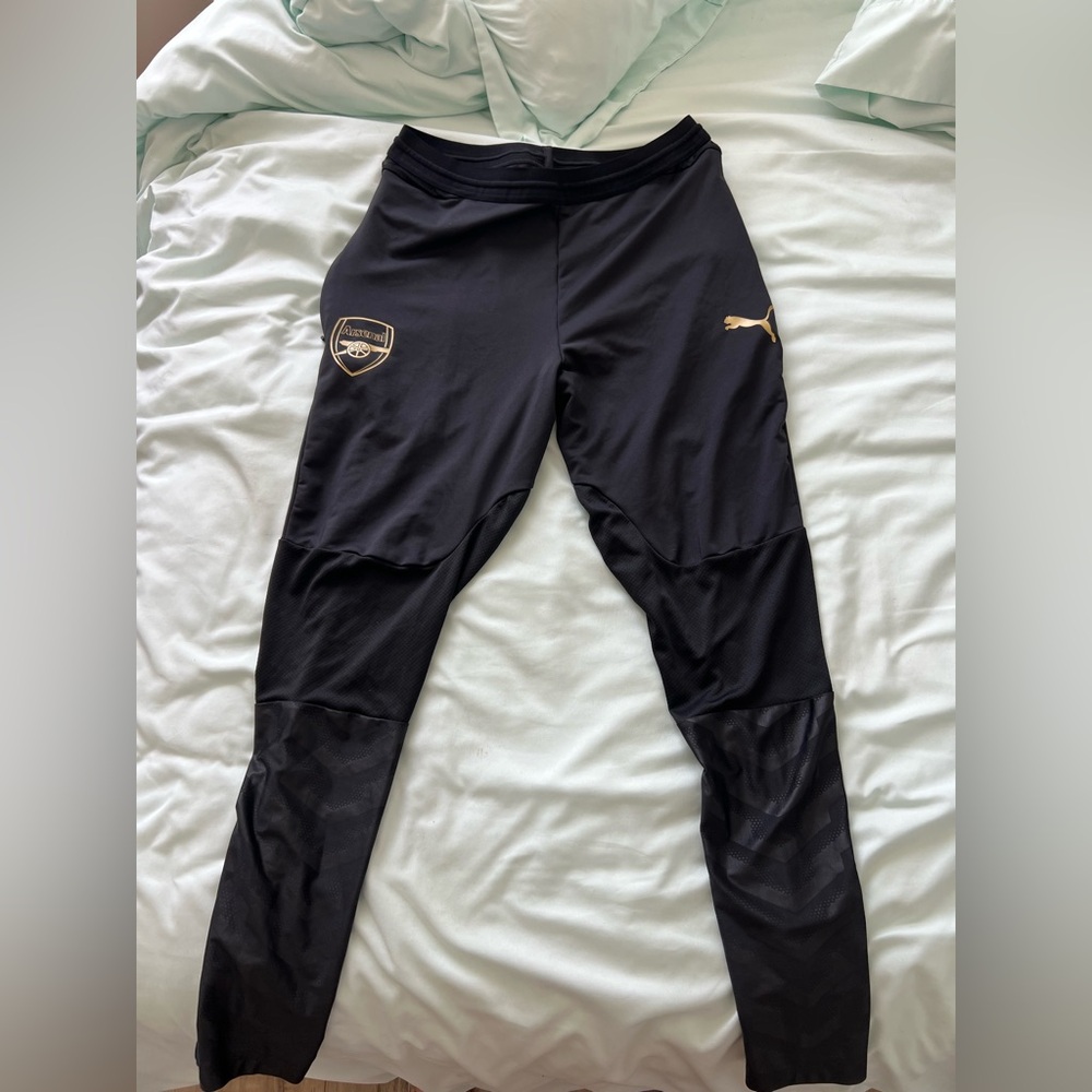 Arsenal Puma Black Training Pants with Gold Logo